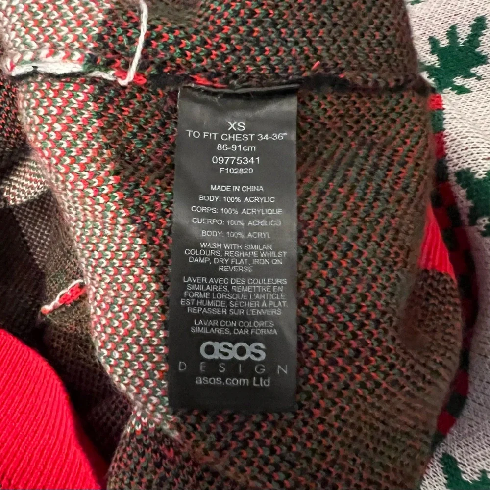 asos Design Christmas Holiday Striped Crew Neck Knit Sweater Size XS GC‎